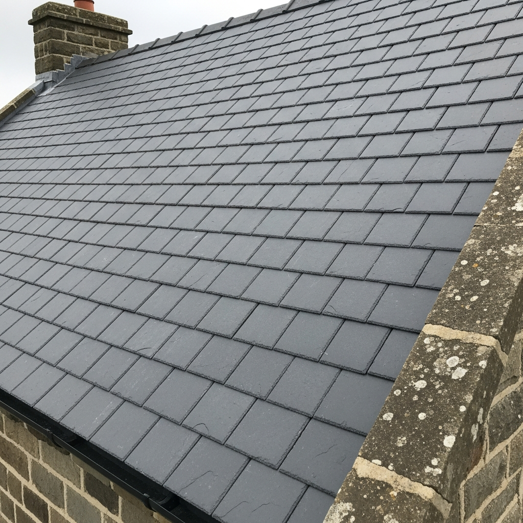 New slate roof installation