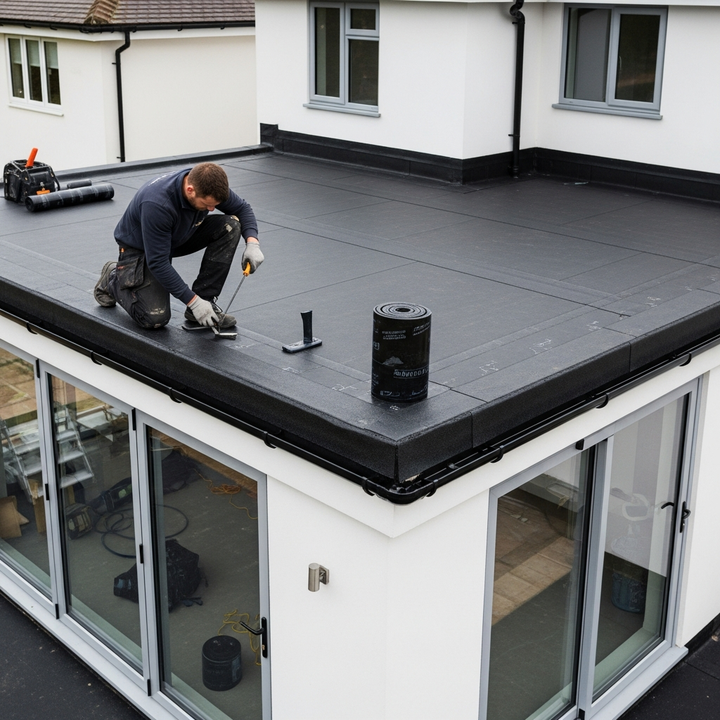 Flat roof EPDM installation